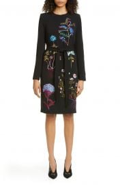 Floral Embroidered Long Sleeve Stretch Cady Dress at Nordstrom